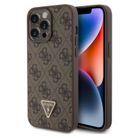 Guess PU 4G Strass Triangle Metal Logo kryt iPhone 15 Pro Max hnědý