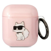 Pouzdro Karl Lagerfeld Airpods 1/2 cover pink Ikonik Choupette (KLA2HNCHTCP)