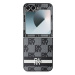 DKNY PU Leather Checkered Pattern and Stripe Zadní Kryt pro Samsung Galaxy Z Flip6 Black