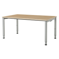 mauser Obdélníkový stůl s nohami z kruhové trubky, v x š 650 - 850 x 1600 mm, deska s javorovým 