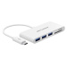 AlzaPower USB hub USB-C (M) na 3× USB-A 3.0 (F) a Card Reader bílý