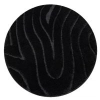Koupelnový kobereček SUPREME WAVES vlny, černý kruh