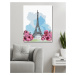 Malování podle čísel - EIFFELOVA VĚŽ V PAŘÍŽI S RŮŽOVÝMI KVĚTINAMI Rozměr: 40x50 cm, Rámování: b