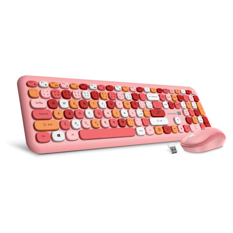 CONNECT IT FASHION combo bezdrátová růžová klávesnice + myš, (+1x AAA +1x AA baterie zdarma),USB