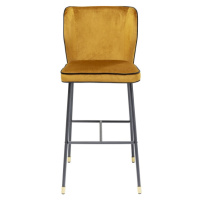 KARE Design Žlutá čalouněná barová židle Irina