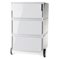 Paperflow Pojízdný kontejner easyBox®, 2 zásuvky, 2 ploché výsuvy, bílá / bílá