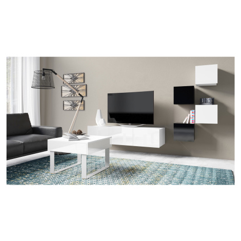 GAB Obývací stěna + konferenční stolek LORONA 21, Bílá/Černá GAB nábytek