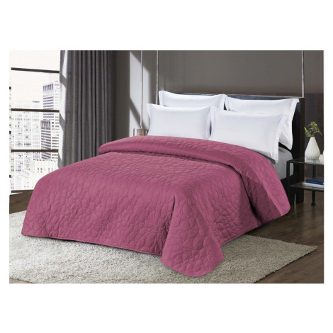 Tmavě růžový přehoz na postel se vzorem STONE Rozměr: 220 x 240 cm