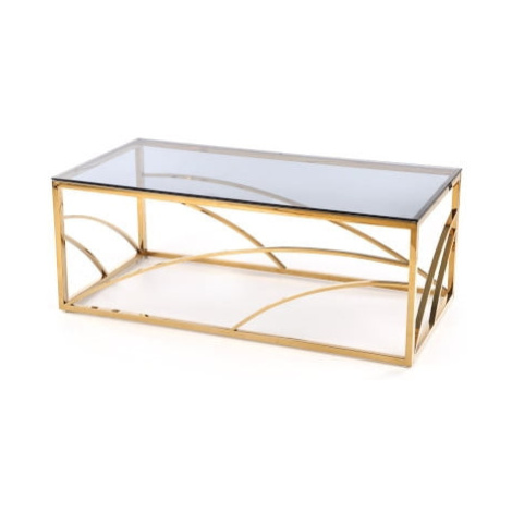 Designová obdélníková konferenční stolek Universe do obývacího pokoje kouřové sklo-zlatá - Halma Halmar