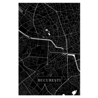 Mapa Bucuresti black, (26.7 x 40 cm)