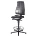 bimos Pracovní otočná židle All-in-One, s podlahovými patkami a nožním kruhem, koženka, černá