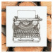 Dřevěný obraz do kanceláře - Retro psací stroj
