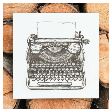 Dřevěný obraz do kanceláře - Retro psací stroj DUBLEZ