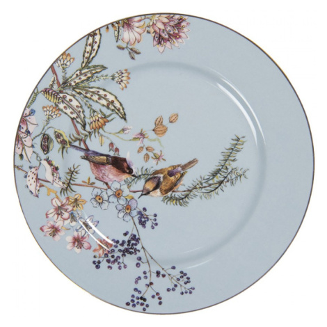 Modrý dezertní talířek s ptáčky Jolien – 20x2 cm Clayre & Eef