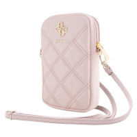 Taška Guess PU Quilted 4G Metal Logo Wallet Phone Bag Zipper, růžová