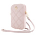 Taška Guess PU Quilted 4G Metal Logo Wallet Phone Bag Zipper, růžová