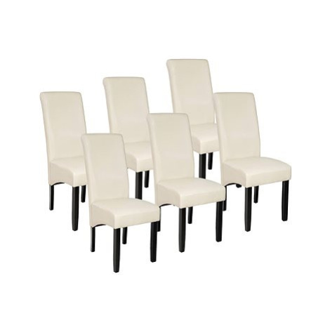 6× Jídelní židle ergonomické, masivní dřevo, krémová tectake