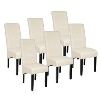 6× Jídelní židle ergonomické, masivní dřevo, krémová
