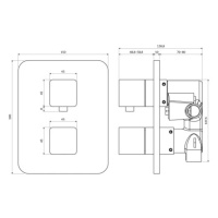 OMNIRES PARMA termostatická sprchová baterie podomítková černá mat /BLM/ PM7436BL