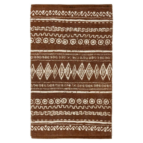 Hnědo-bílý bavlněný koberec Webtappeti Ethnic, 55 x 140 cm