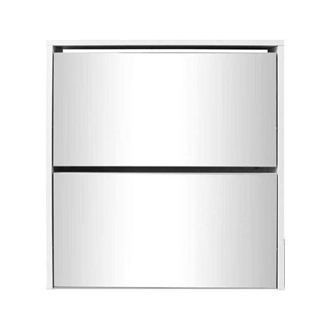 Botník dvoupatrový, zrcadlový, bílý 63x17x67 cm SHUMEE