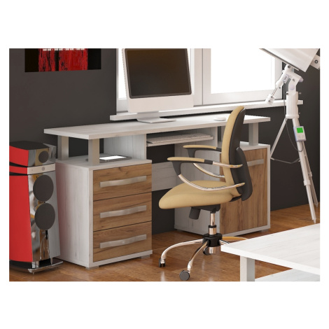 PC stůl LEHUA 1D3S, craft bílý/craft zlatý, 5 let záruka MORAVIA FLAT