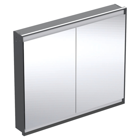 Geberit ONE - Zrcadlová skříňka s LED osvětlením, 1050x900x150 mm, 2 dvířka, vestavná, matná čer