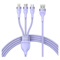Kabel 3in1 USB cable Baseus Flash II Series, USB-C + micro USB + Lightning, 66W, 1.2m (Purple)