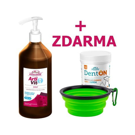 Vtar Veterinae Artivit sirup 1000 ml + ZDARMA DentOn 100 g + cestovní miska Vitar Veteriane