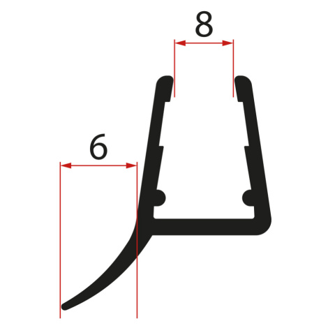 Polysan Spodní těsnění na dveře, sklo 8mm, 1000mm, černá