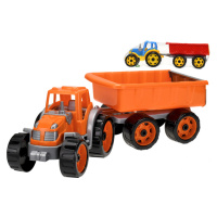MIKRO TRADING - Traktor se sklápěcím přívěsem 54cm oranžový v síťce