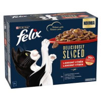 Felix Deliciously Sliced Tasty Shreds multipack hovězí, kuře, kachna a krůta v želé 12 × 80 g