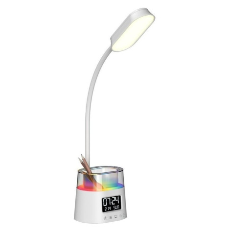 IMMAX LED stolní lampička FRESHMAN s RGB podsvícením, 10W, 350lm, 5V/2A, držák na tužky, bílá - 