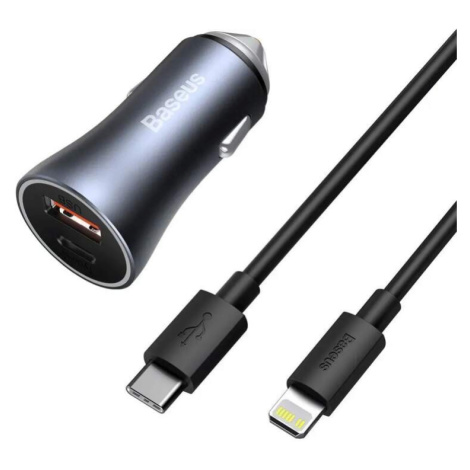 Rychlonabíječka do auta USB-C / USB 40 W Power Delivery 3.0 Quick Charge 4+ SCP FCP AFC s kabele BASEUS