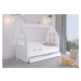 Okouzlující dětská postel se šuplíkem 160 x 80 cm bílé barvy ve tvaru domečku