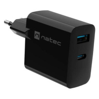 Univerzální USB nabíječka Natec RIBERA GaN 65W, 1X USB-A, 1X USB-C, Černá