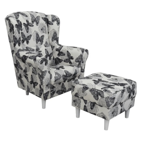 Tempo Kondela Křeslo/ušák s taburetem ASTRO - Butterfly 1