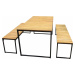 Zahradní set stolu a 2 lavic z akáciového dřeva s kovovou konstrukcí Ezeis Brick