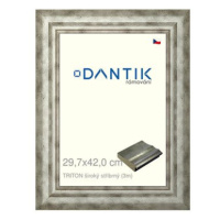 DANTIK rámeček 29,7 × 42, TRITON široký stříbrný plexi čiré