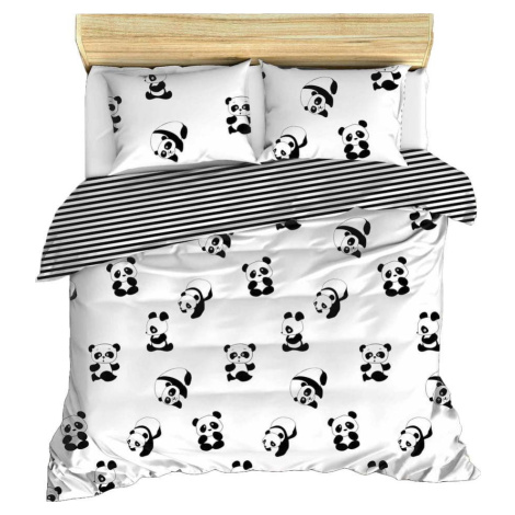 Černobílé dětské povlečení na dvoulůžko 200x200 cm Panda – Mijolnir