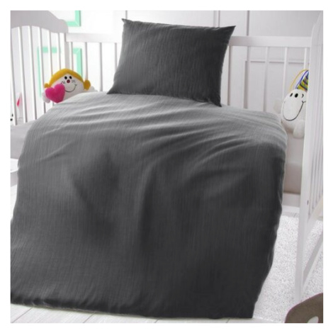 Kvalitex Dětské mušelínové povlečení do postýlky tmavě šedá