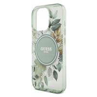 Pouzdro Guess pro iPhone 16 Pro 6.3 zelené IML Flowers With Pearl Strap