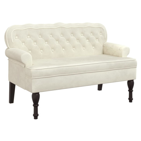 vidaXL Lavice s opěradlem krémová 119,5 x 64,5 x 75 cm samet