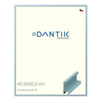 DANTIK rámeček 40 × 50, ALU profil 6035 Dýha barevný modrý pastel plexi čiré