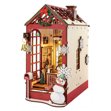 RoboTime 3D skládačka Zarážka na knihy Miniatura domečku Vánoční interiér