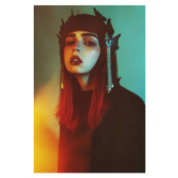 Fotografie Redhead gothic model in black dress in studio., iiievgeniy, 26.7x40 cm