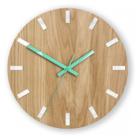 ModernClock Nástěnné hodiny Simple Oak hnědo-mátové
