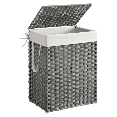 SONGMICS Skládací ratanový koš na prádlo Houry 90 L šedý