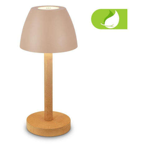 BRILO 7661011 Serina Wood stolní lampa - 2,5W, 200lm, bezdrátová, LED, dotykový vypínač, IP44, s Briloner
