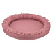 Cotton &amp; Sweets Lněné hnízdo pro děti s volánem sytě růžová